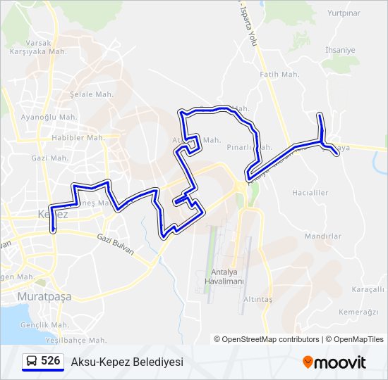 526 otobüs Hattı Haritası