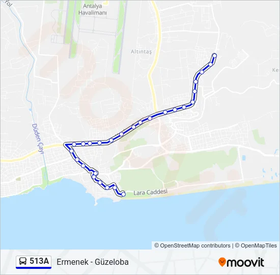 513A Bus Line Map