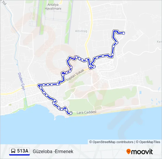 513A Bus Line Map