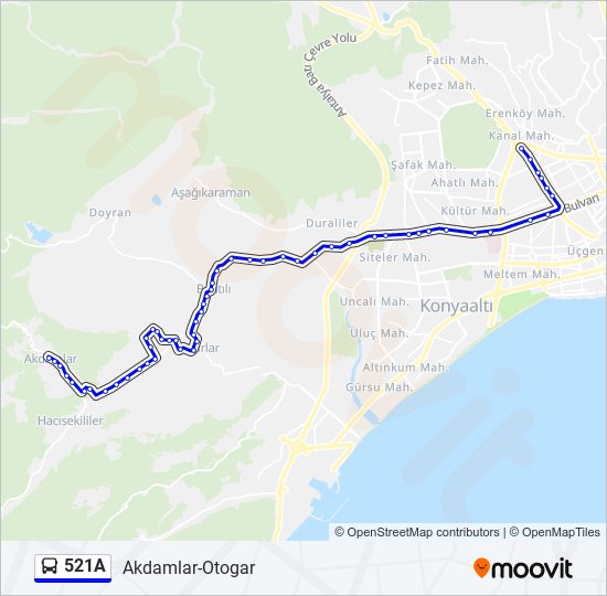 521A otobüs Hattı Haritası