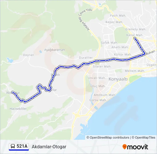 521A Bus Line Map