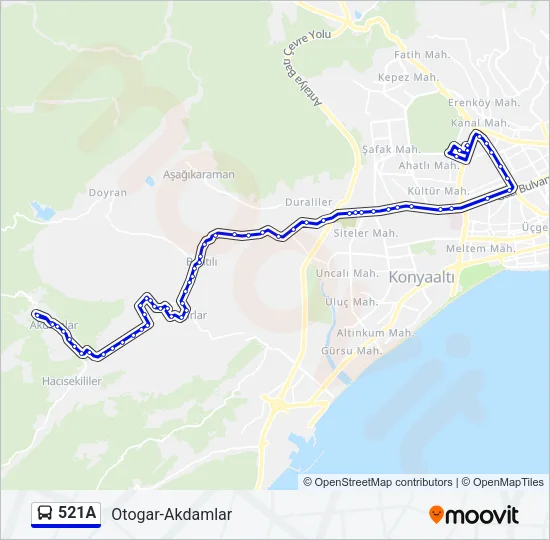 521A Bus Line Map