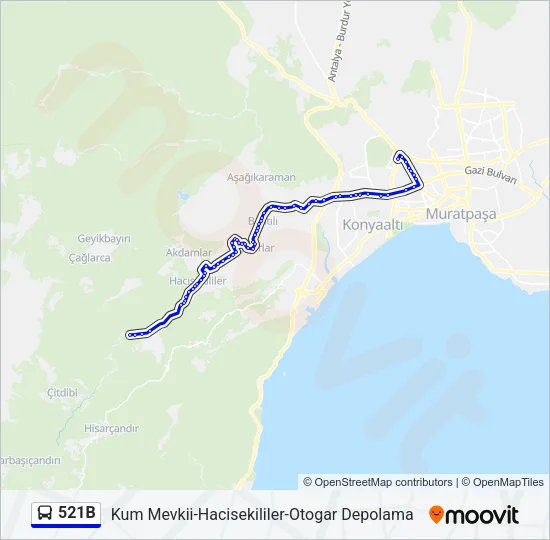 521B Bus Line Map