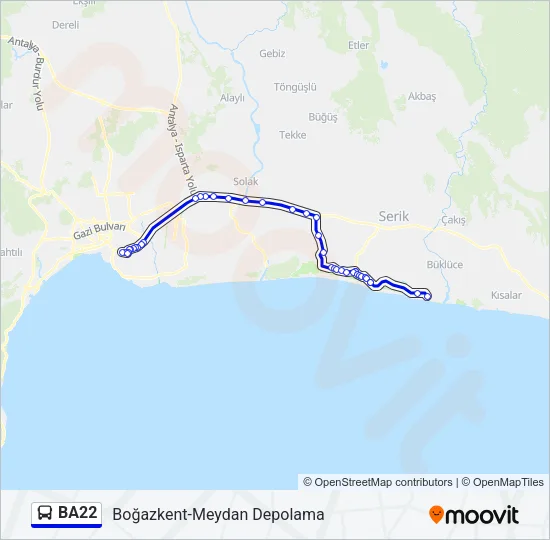BA22 Bus Line Map