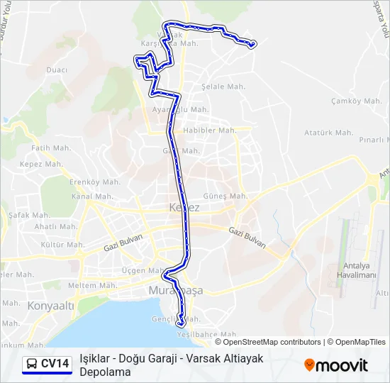 CV14 Bus Line Map
