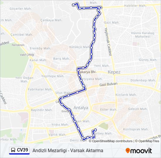 CV39 bus Line Map