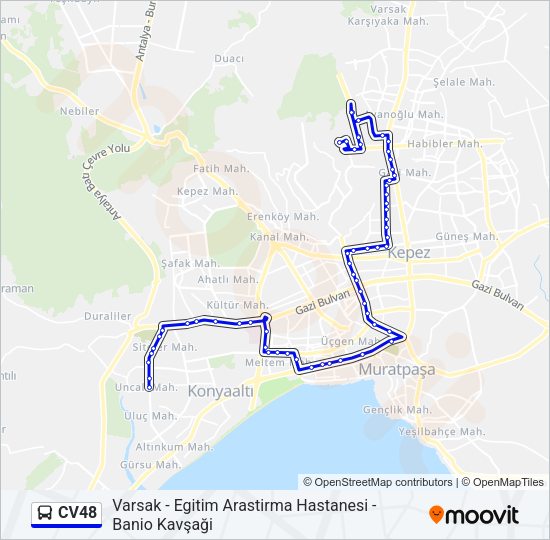 CV48 otobüs Hattı Haritası