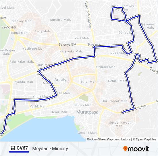 CV67 bus Line Map