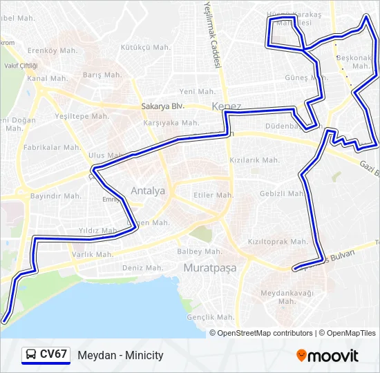 CV67 Bus Line Map