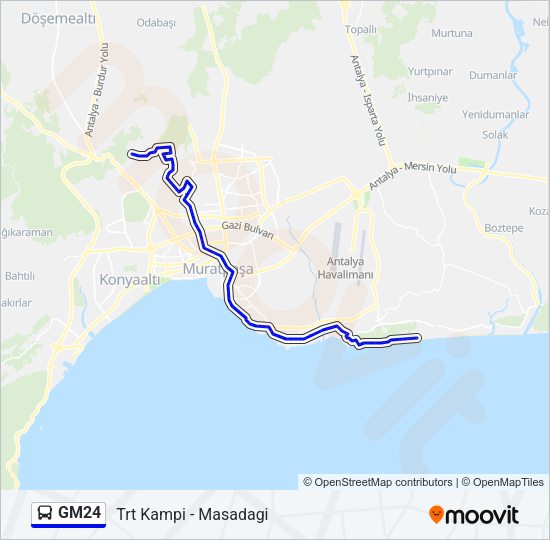 GM24 otobüs Hattı Haritası