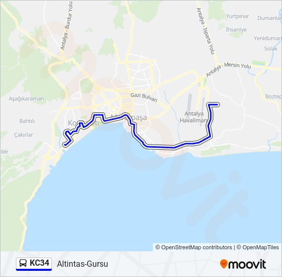 KC34 bus Line Map