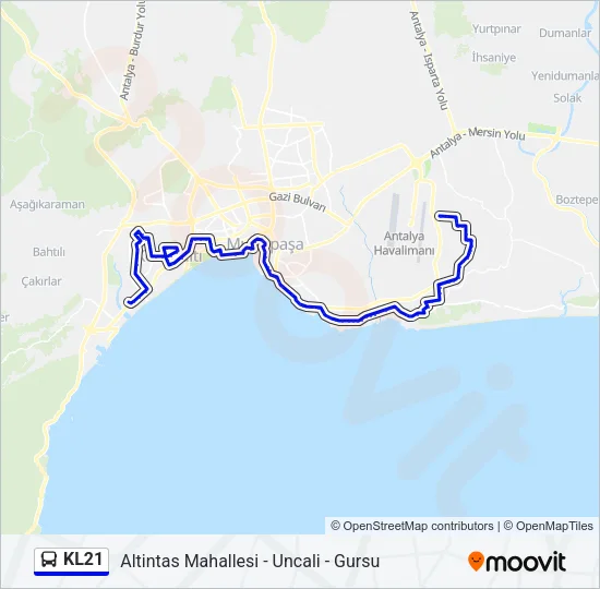 KL21 Bus Line Map