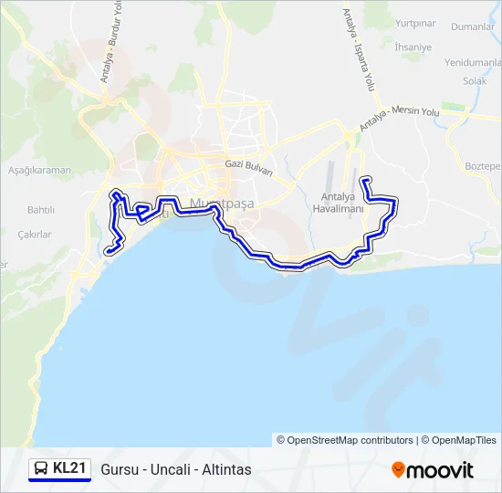 KL21 Bus Line Map