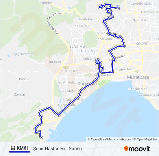 KM61 bus Line Map