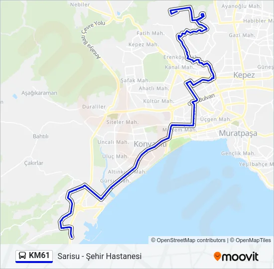 KM61 Bus Line Map