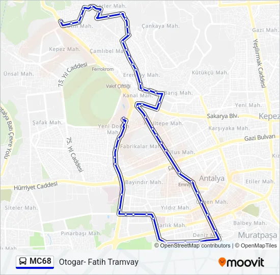 MC68 Bus Line Map
