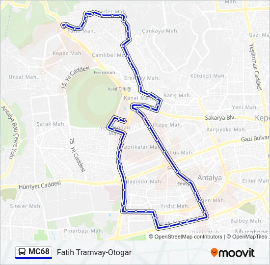 MC68 Bus Line Map