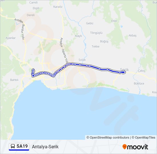 SA19 bus Line Map