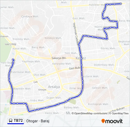 TB72 Bus Line Map