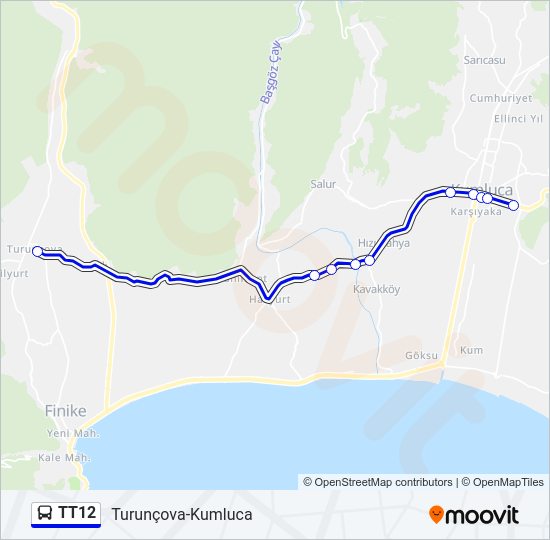 TT12 otobüs Hattı Haritası