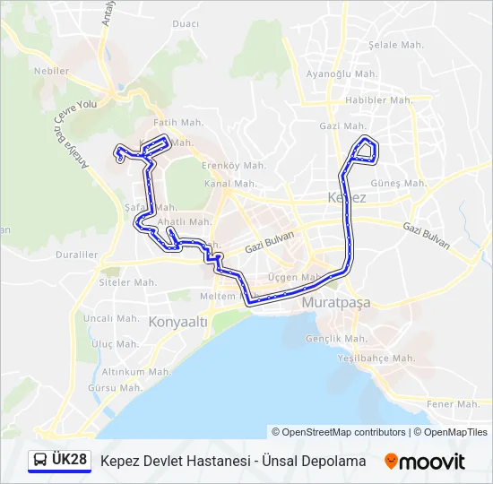 ÜK28 Bus Line Map