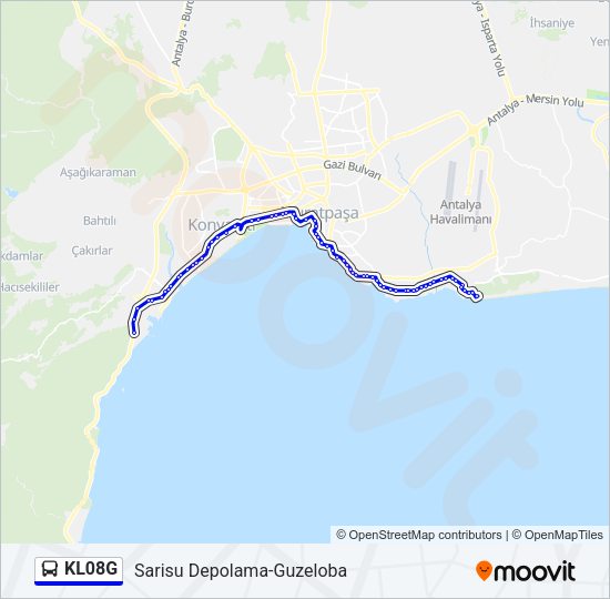 KL08G otobüs Hattı Haritası