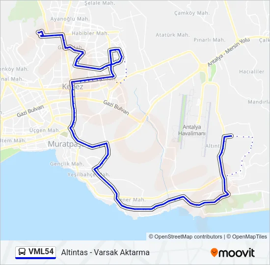 VML54 Bus Line Map