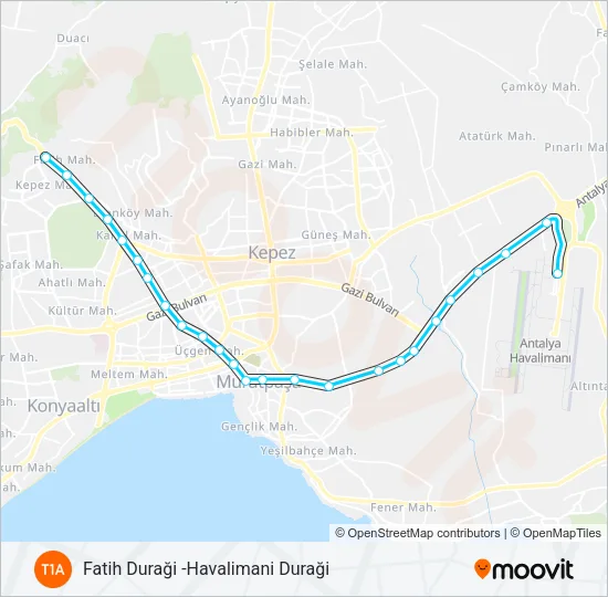 T1A Light Rail Line Map