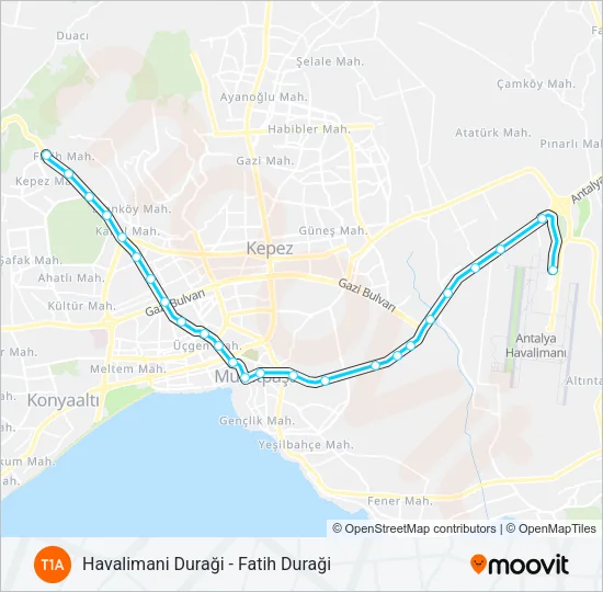 T1A Light Rail Line Map