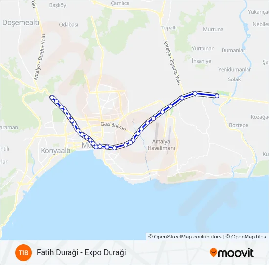 T1B Light Rail Line Map