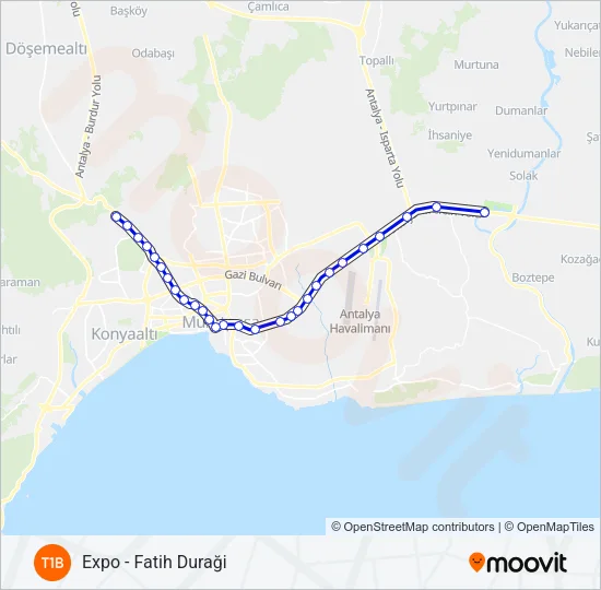 T1B Light Rail Line Map