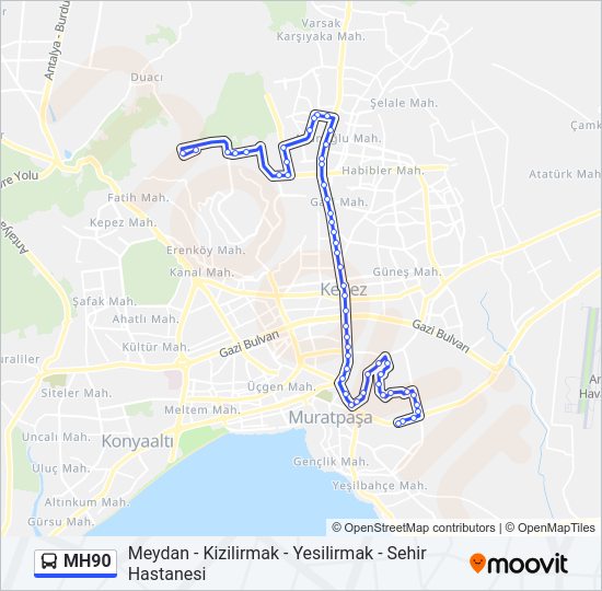 MH90 bus Line Map