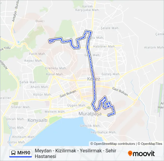 MH90 Bus Line Map