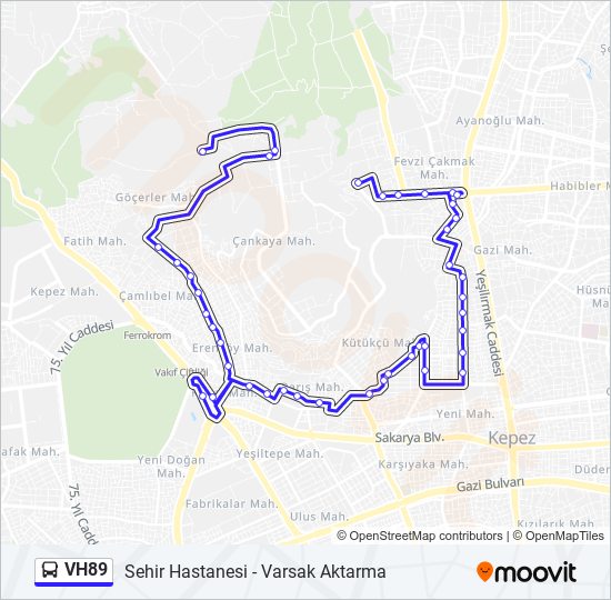 VH89 bus Line Map