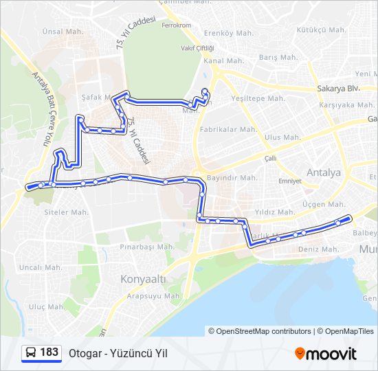 183 bus Line Map