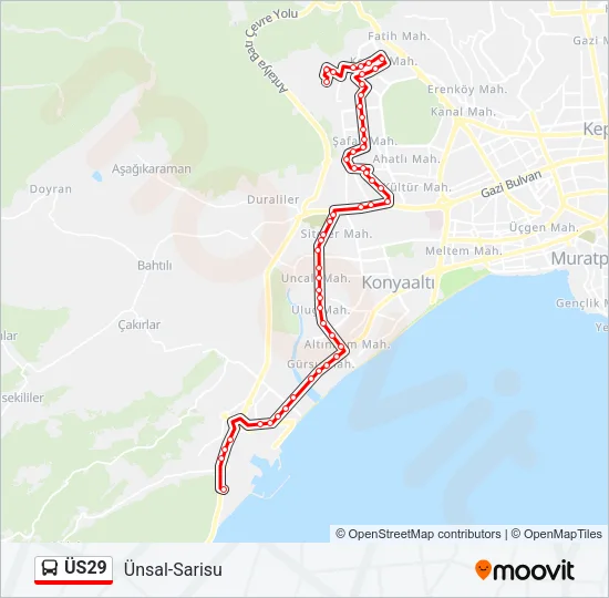 ÜS29 Bus Line Map