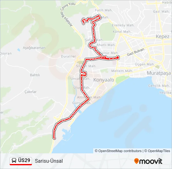 ÜS29 Bus Line Map