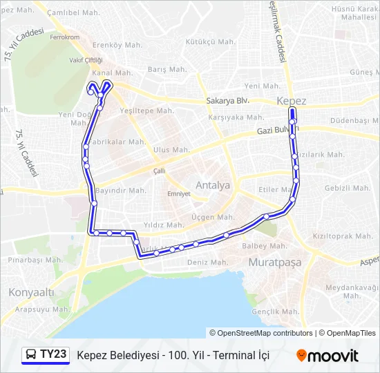 TY23 Bus Line Map