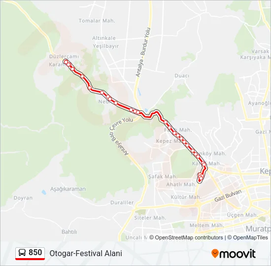 850 Bus Line Map