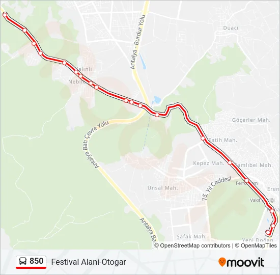 850 Bus Line Map