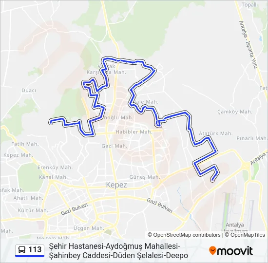 113 Bus Line Map