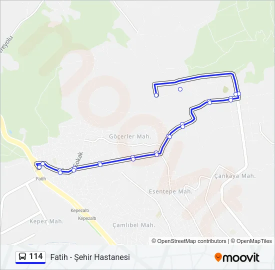 114 Bus Line Map