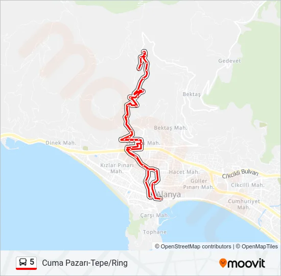 5 Bus Line Map