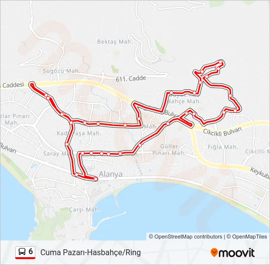 6 Bus Line Map