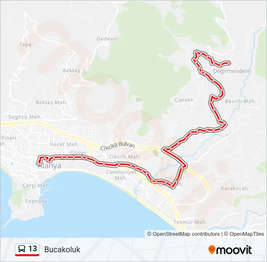 13 Bus Line Map