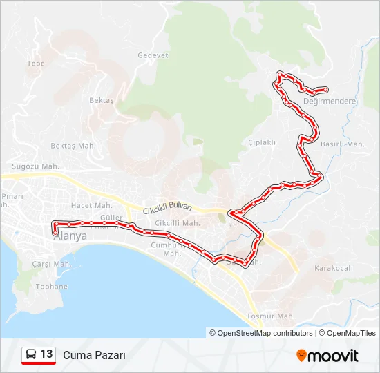 13 Bus Line Map