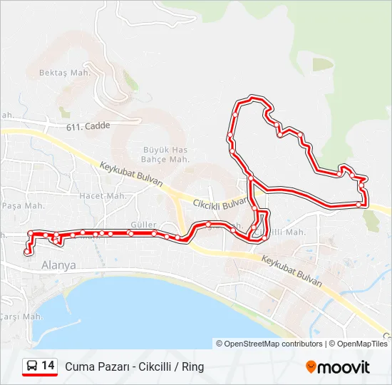 14 Bus Line Map