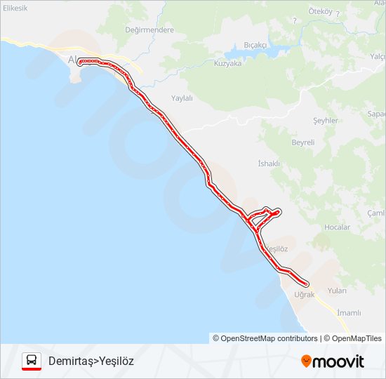 DEMIRTAŞ otobüs Hattı Haritası