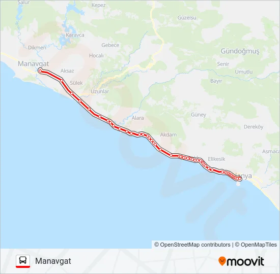 MANAVGAT Bus Line Map