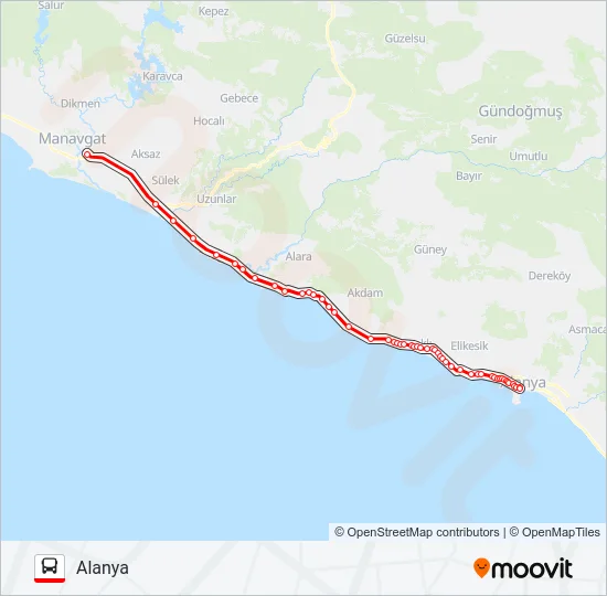 MANAVGAT Bus Line Map